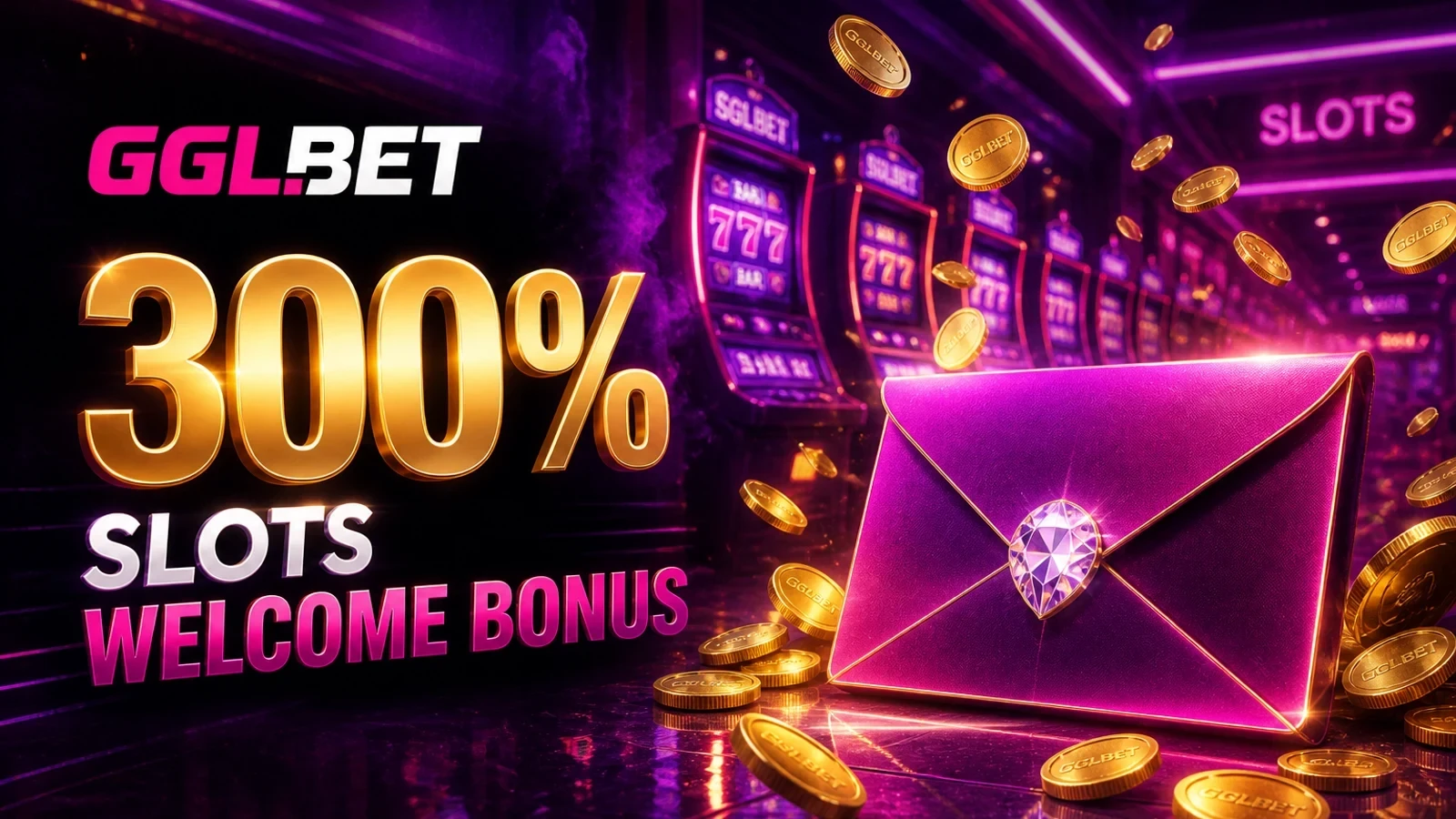 GGLBET 300% Slots Welcome Bonus — welcome promotion artwork