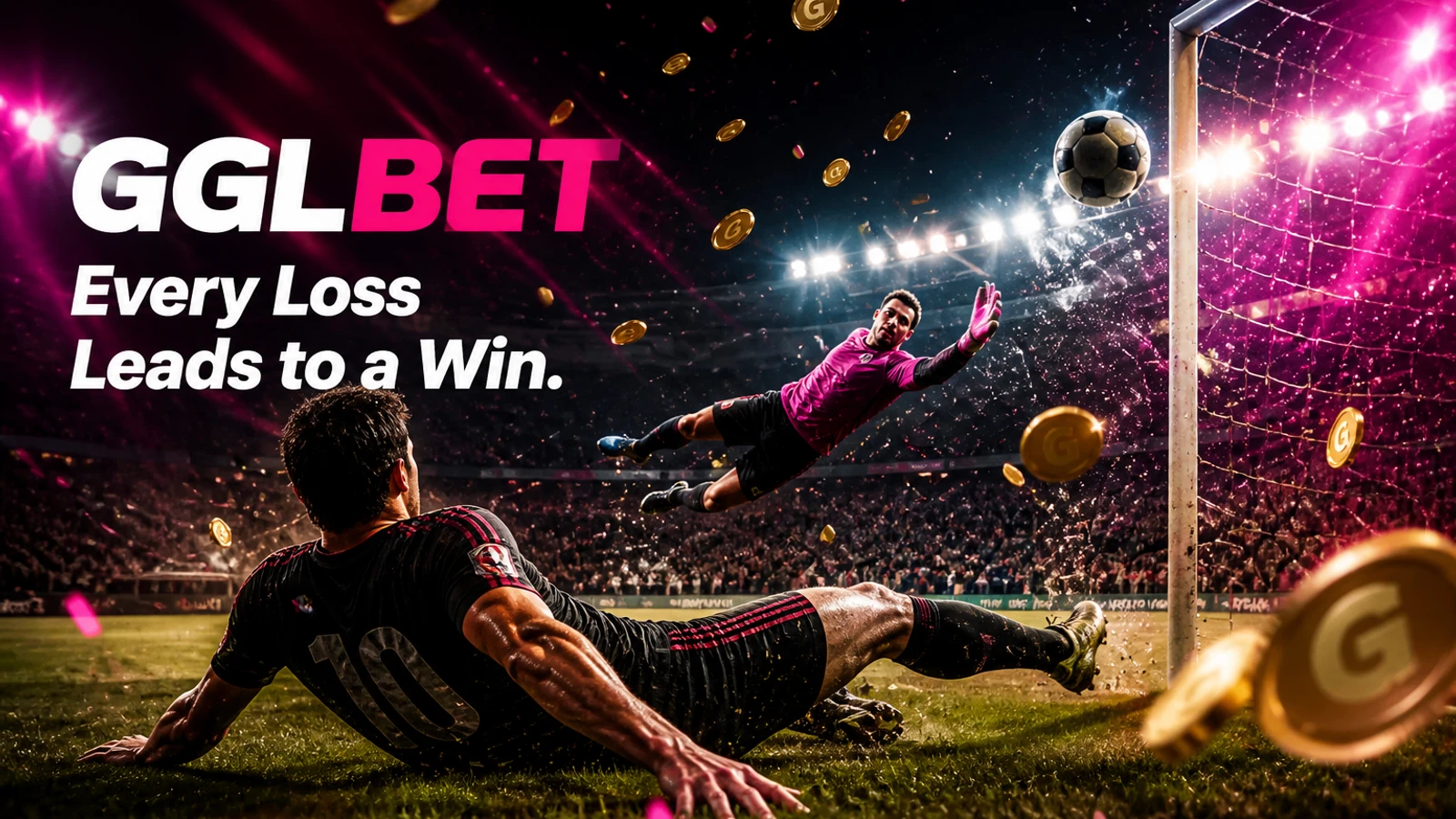 GGLBET Every Loss in Multiple Leads to a Win — sports promotion artwork
